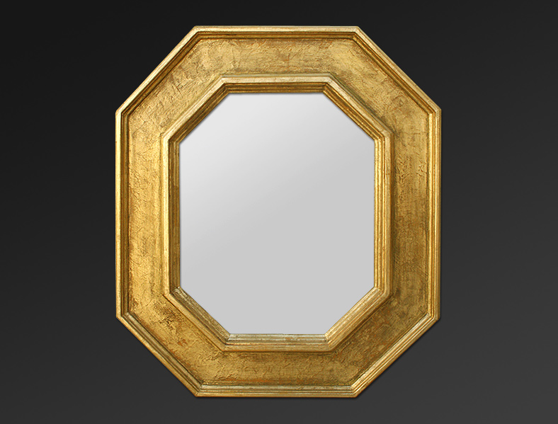 Miroir doré style renaissance, forme octogonal