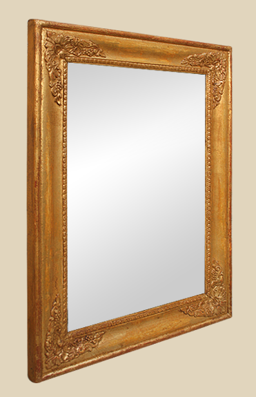 Miroir ancien doré à la feuille de style restauration, époque fin XIXème