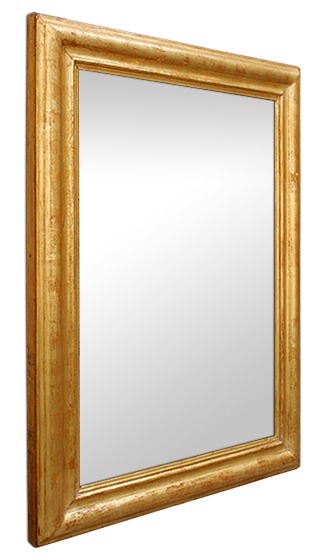 Miroir Louis-philippe droit d'époque, bois doré patiné