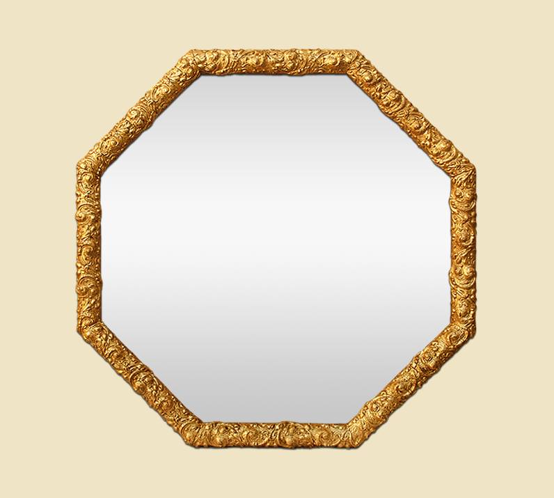 Miroir forme octogonal ancien doré