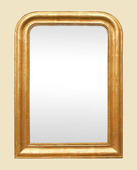 Miroir Louis Philippe doré à la feuille décor perles