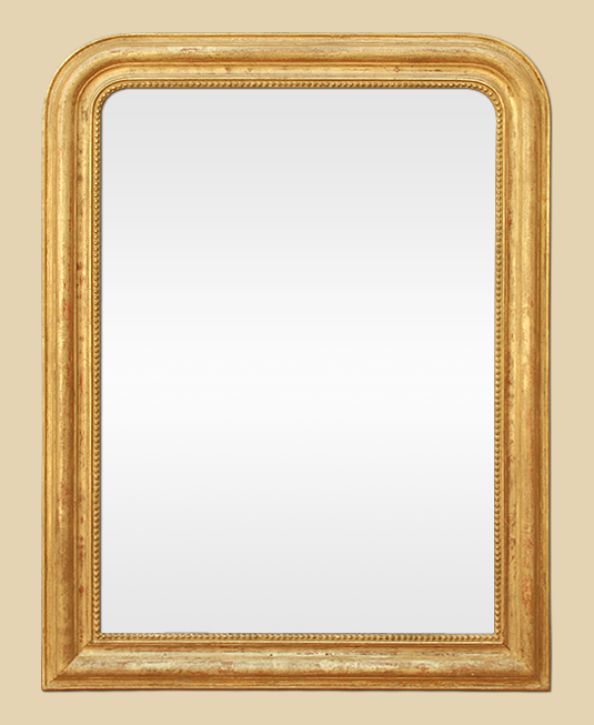 Miroir Louis Philippe doré à décor de perles