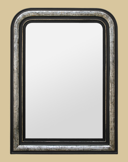Miroir ancien Louis-philippe noir et argent