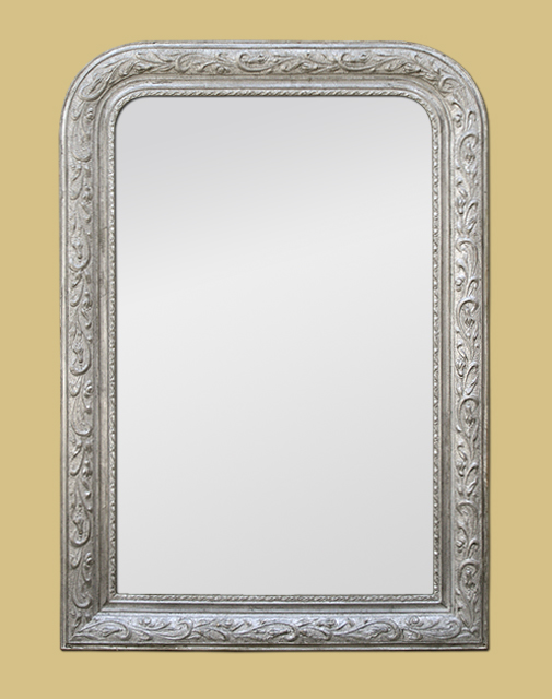 Glace Miroir Louis-philippe argenté à décor Art Nouveau