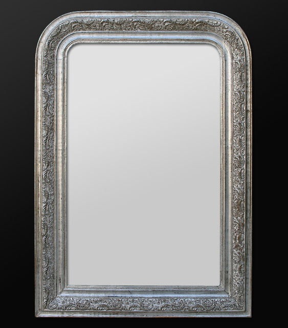 Miroir ancien Louis-philippe dorure patiné argent