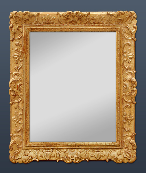 Miroir style Louis XIV, bois sculpté doré à la feuille