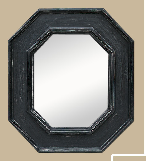 Miroir noir octogonal renaissance