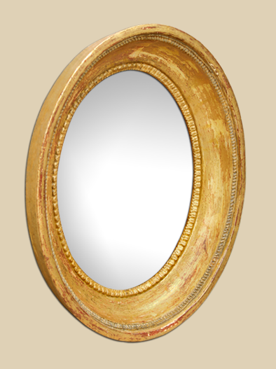 Miroir ovale ancien doré 19ème