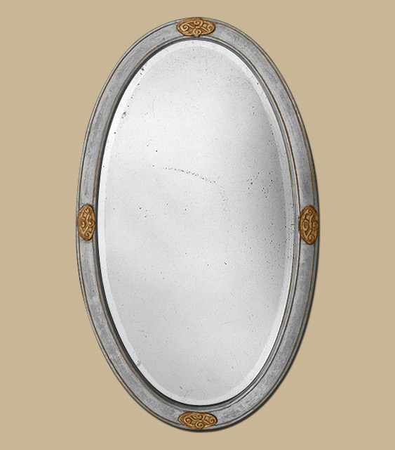 Miroir ancien ovale dorure argent et or
