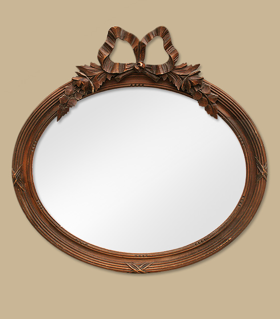 Glace miroir ovale bois sculpté