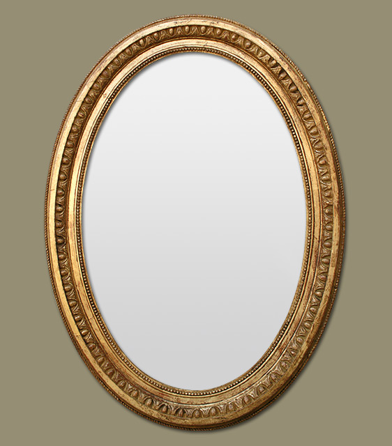 Miroir ancien ovale époque napoléon 3