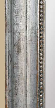 Petit miroir ancien louis philippe patiné argent, décors de perles