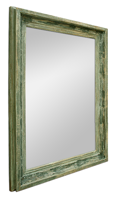Grand miroir vert patiné style Barbizon  