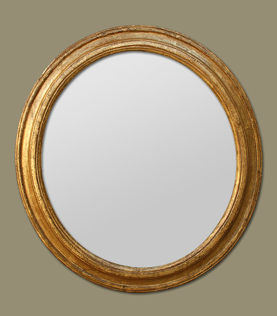 Miroir ancien rond dorure or