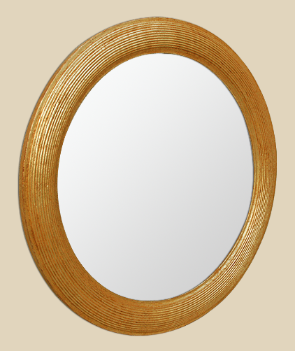 Miroir rond doré à la feuille