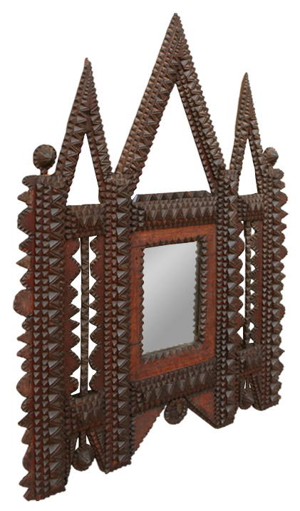 Glace miroir ancien décors bois style oriental