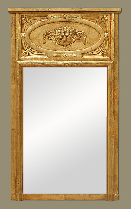 Miroir trumeau ancien, bois doré art nouveau