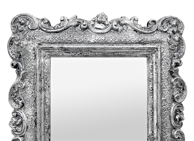 petit cadre miroir argent patine decor baroque ancien
