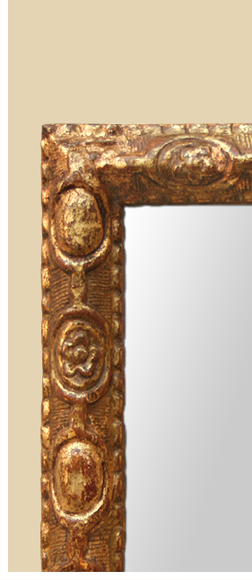 Petit cadre miroir bois sculpté doré époque 18ème