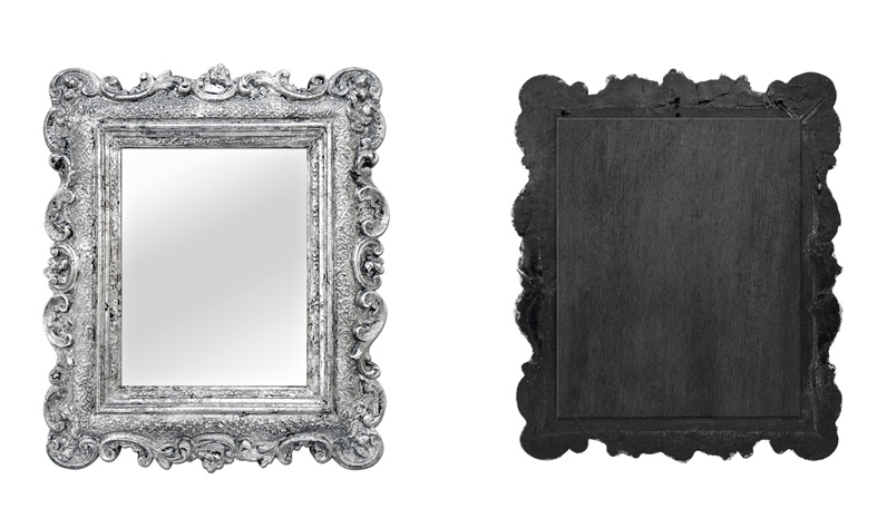 petit miroir ancien argente patine style baroque