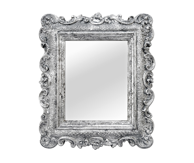 petit miroir ancien bois argente patine style baroque circa 1890