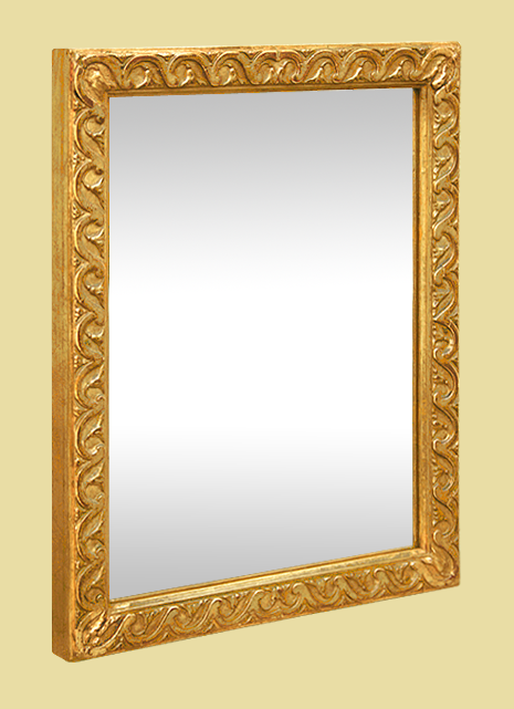 Petit miroir ancien doré à l'or fin, miroir 19ème