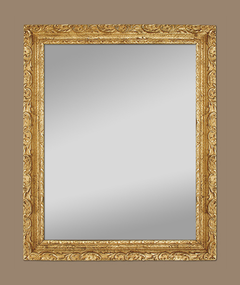 Cadre miroir ancien bois doré à décor de feuillages