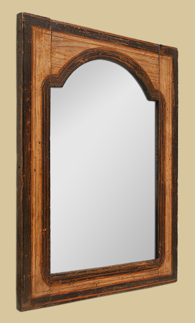 Petit miroir bois ancien boiserie polychrome