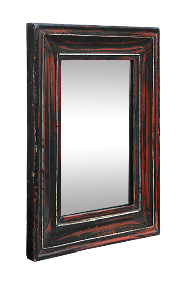 Petit miroir ancien imitation bois d'acajou, miroir époque 1880