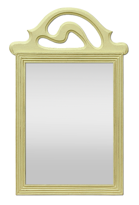 Petit miroir ancien style art déco bois peint patine vert d'eau