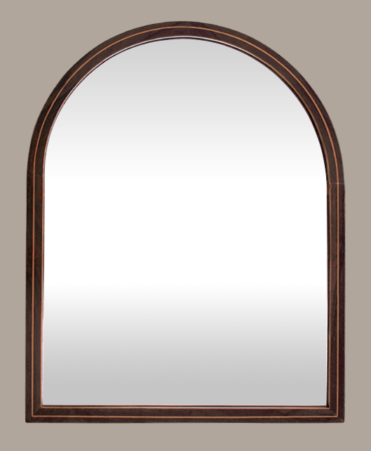 Petit miroir arrondi bois acajou ancien 