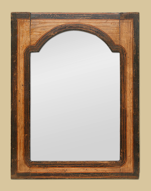 Petit miroir bois ancien, boiserie polychrome