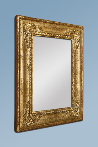 Petit miroir ancien doréà décor de rais de coeur