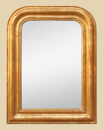 Petit miroir style Louis Philippe bois doré à la feuille patine ancienne
