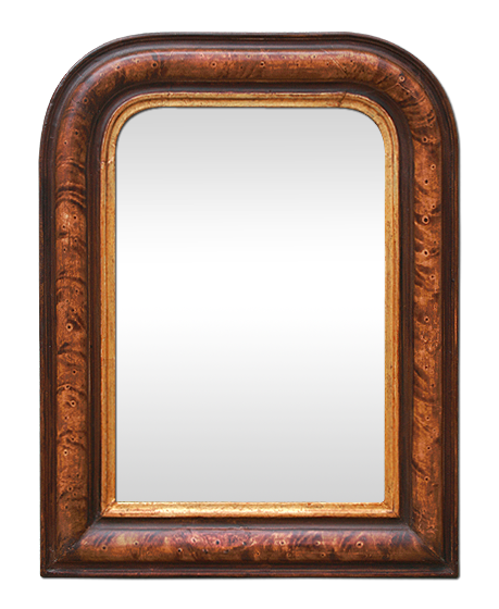 Petit miroir Louis-Philippe patine orange foncé ancien