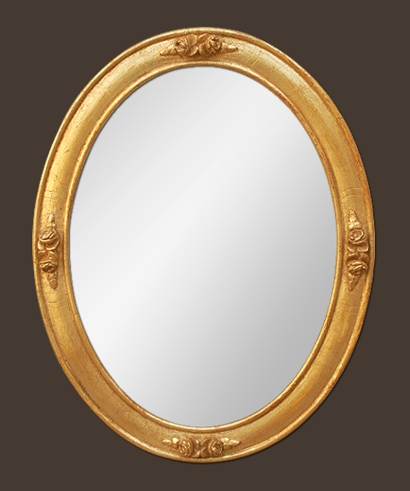 Petit miroir ovale ancien bois doré
