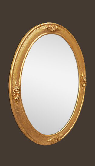 Petit miroir ovale bois doré ancien