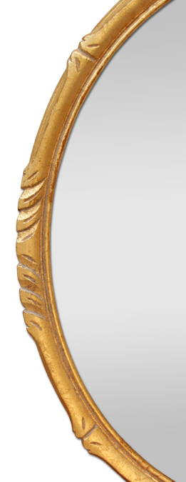 Encadrement miroir ovale en bois doré décors style montparnasse