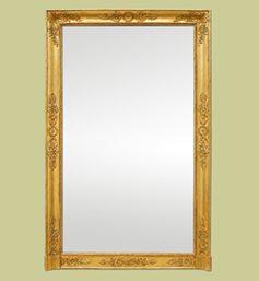 Grand miroir cheminée ancien époque empire bois doré