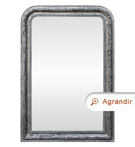 Grand miroir ancien argent patiné époque fin 19ème siècle