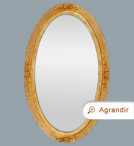 Grand miroir ovale ancien bois doré époque 1900