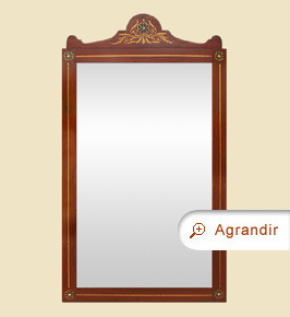 Miroir ancien Anglais 1900 marqueterie acajou, incrustations