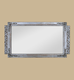 Miroir Art déco argenté à décor floral
