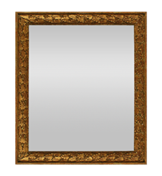 Miroir doré ancien en bois sculpté à décor de feuilles de laurier