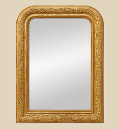 Miroir doré Louis philippe décor feuilles stylisées
