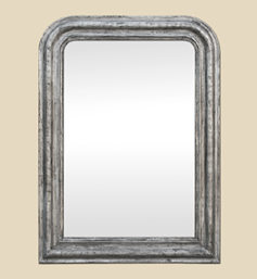 Miroir Louis Philippe argenté patine noir et argent
