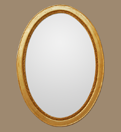 Miroir doré ovale