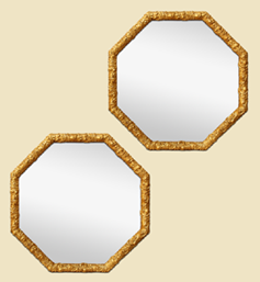 paires-de-miroirs-octogonaux-dores-patine