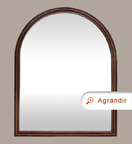 Petit miroir ancien arrondi placage bois d'acajou